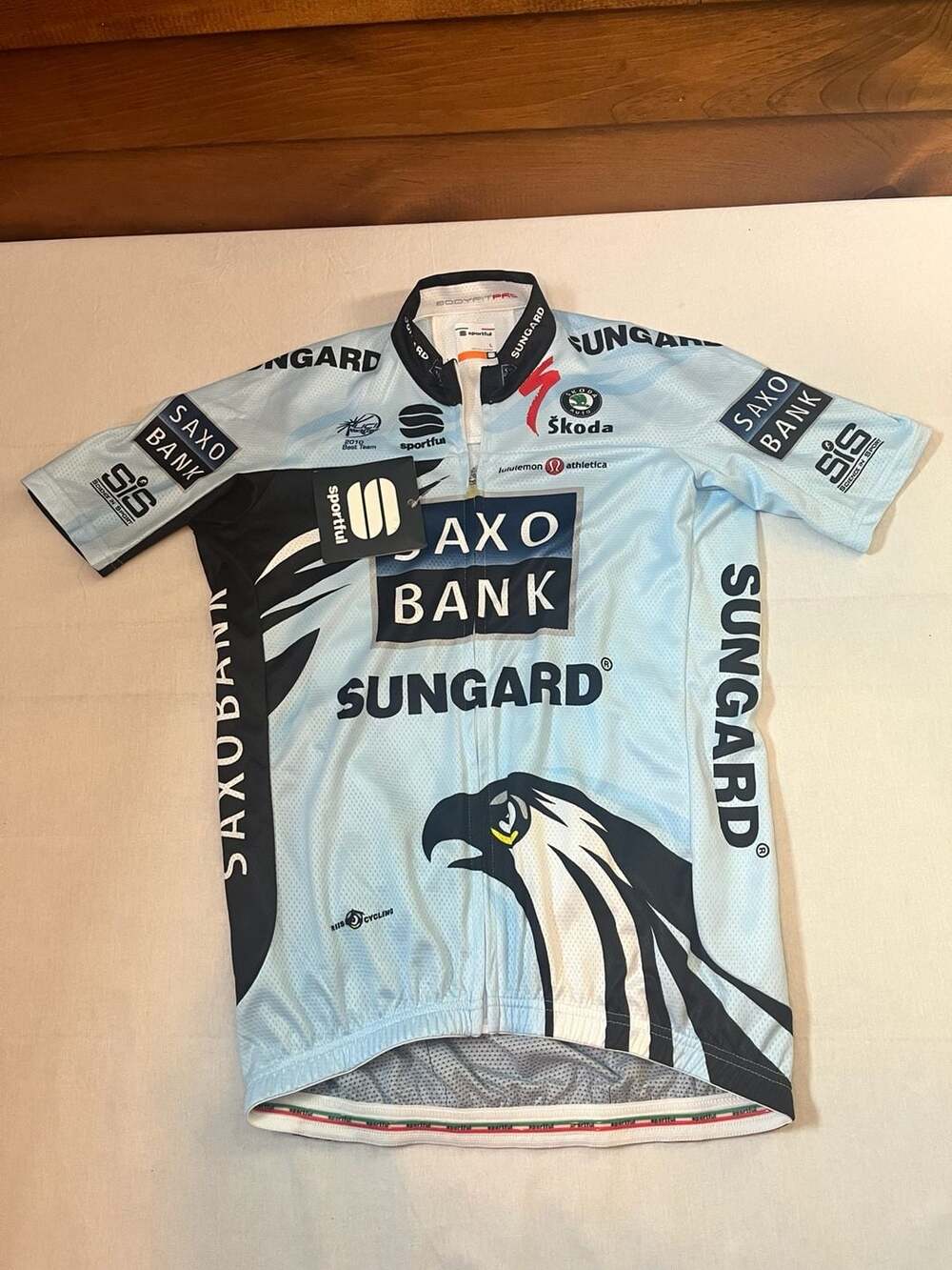 Sportful Saxo Bodyfit Team Jersey Size L Blue Cycling Shirt